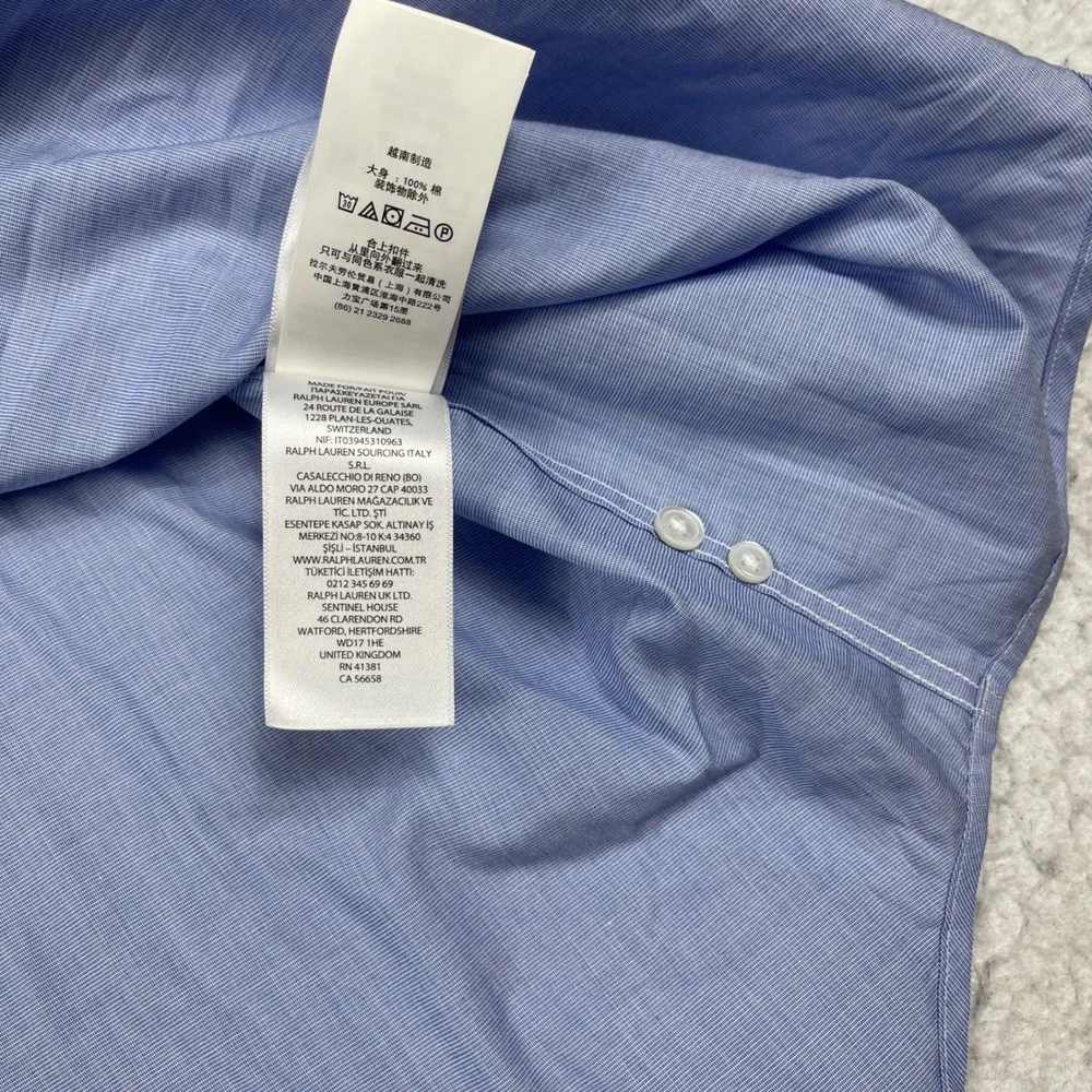 Polo Ralph Lauren Button Down Shirt Mens XXL Blue Oversize Fit End On End Cotton